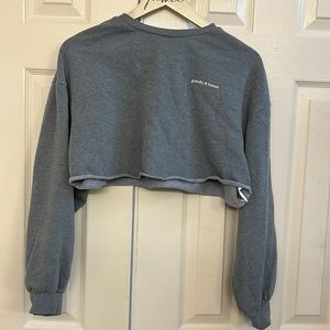 H&M long sleeve blue crop top